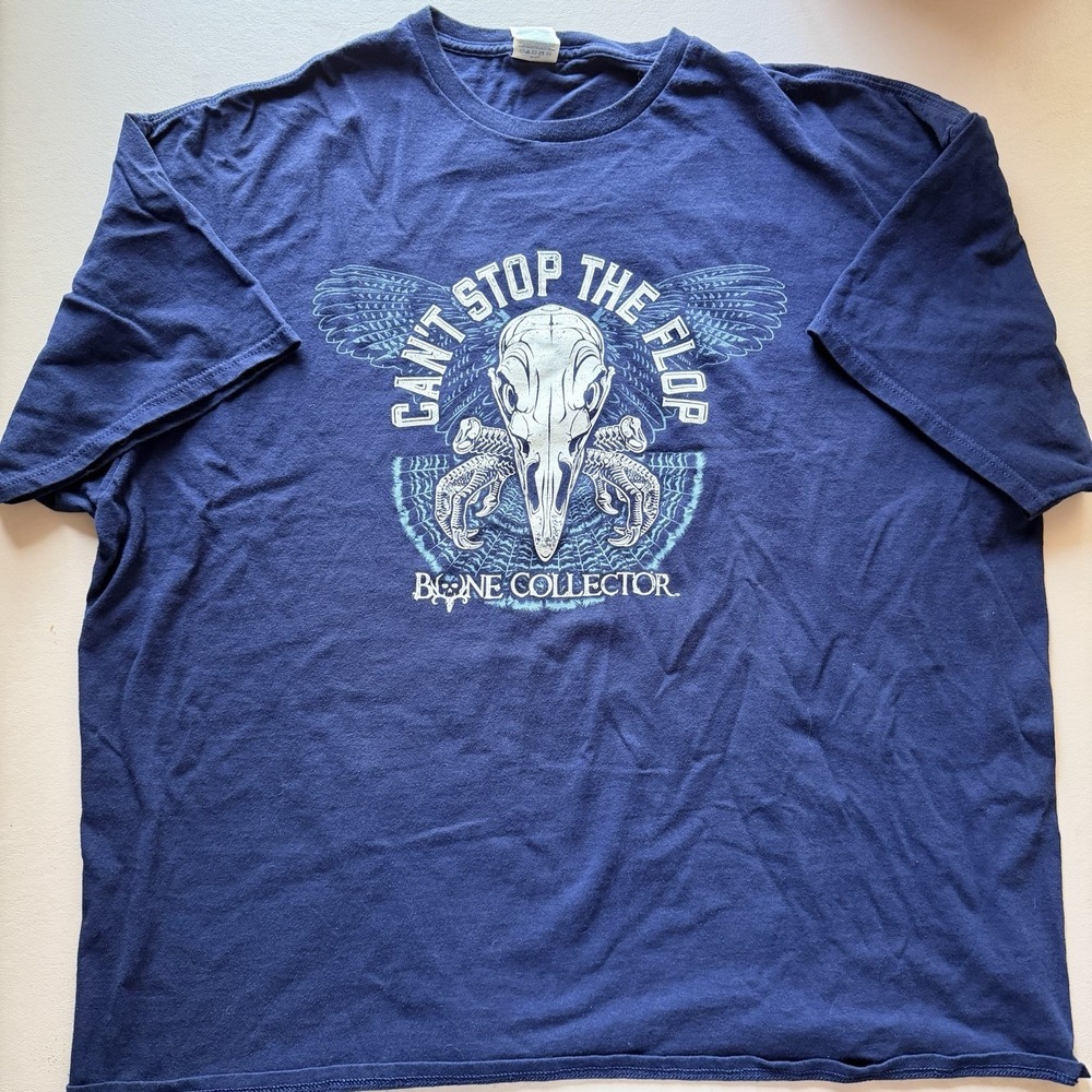 Navy Bone Collector Hunting Skull Graphic T-Shirt Mens 3XL 100% Cotton Blue